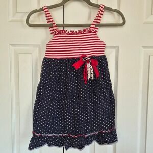 Sophie Rose Girls Patriotic Stars and Stripes Dress‎ Red White Blue Size 6X USA